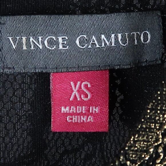 VINCE CAMUTO BLACK WITH GOLD LACE OVERLAY SLEEVELESS PEPULM TOP SIZE XS - Picture 2 of 11